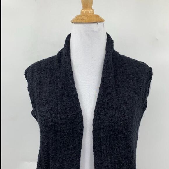 Caslon Cardigan Womens XS Extra Small Black Knit Sleeveless Longline Open Front - Picture 3 of 15